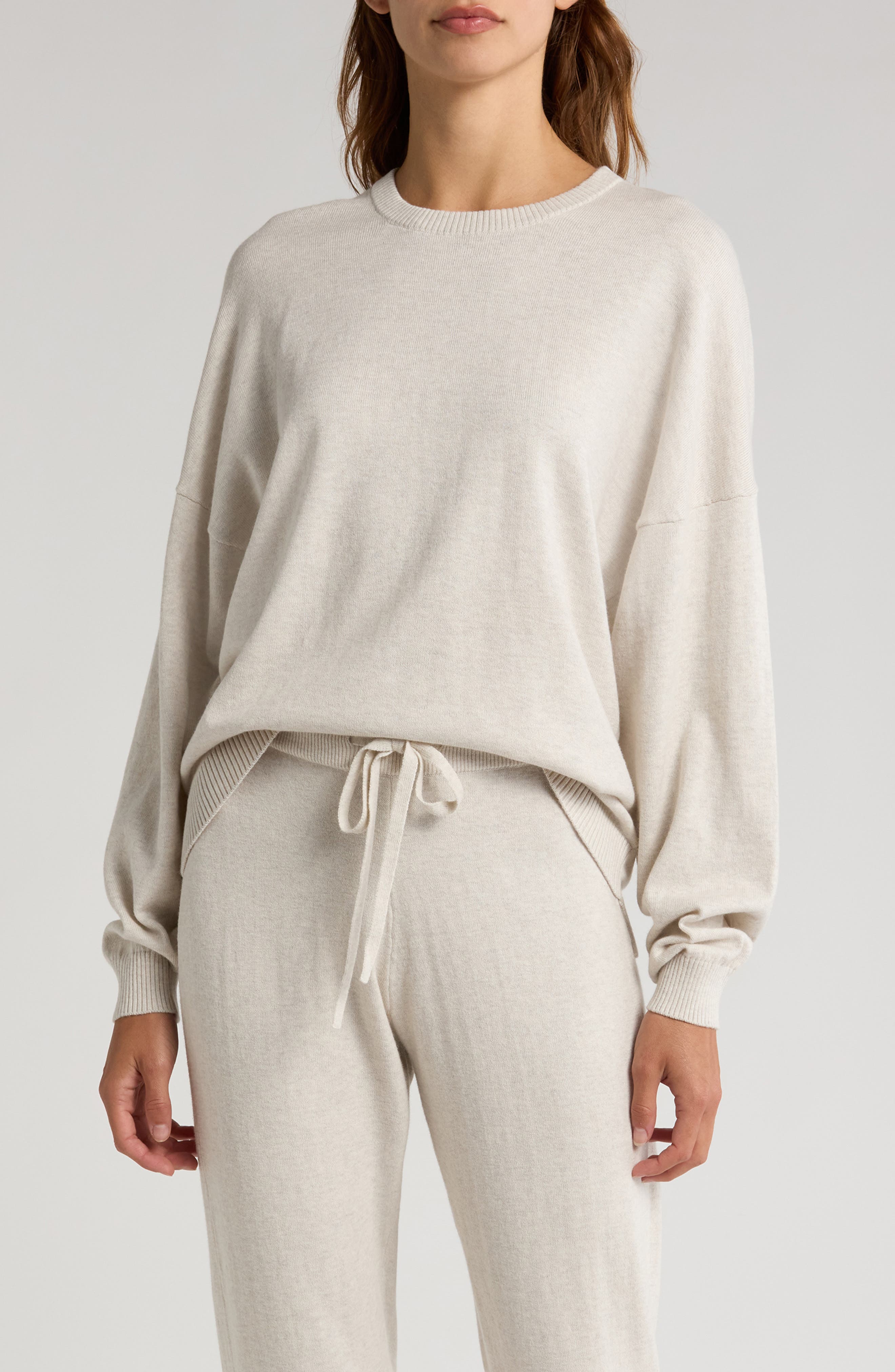 Papinelle Crewneck Cotton & Cashmere Sweater in Ecru 