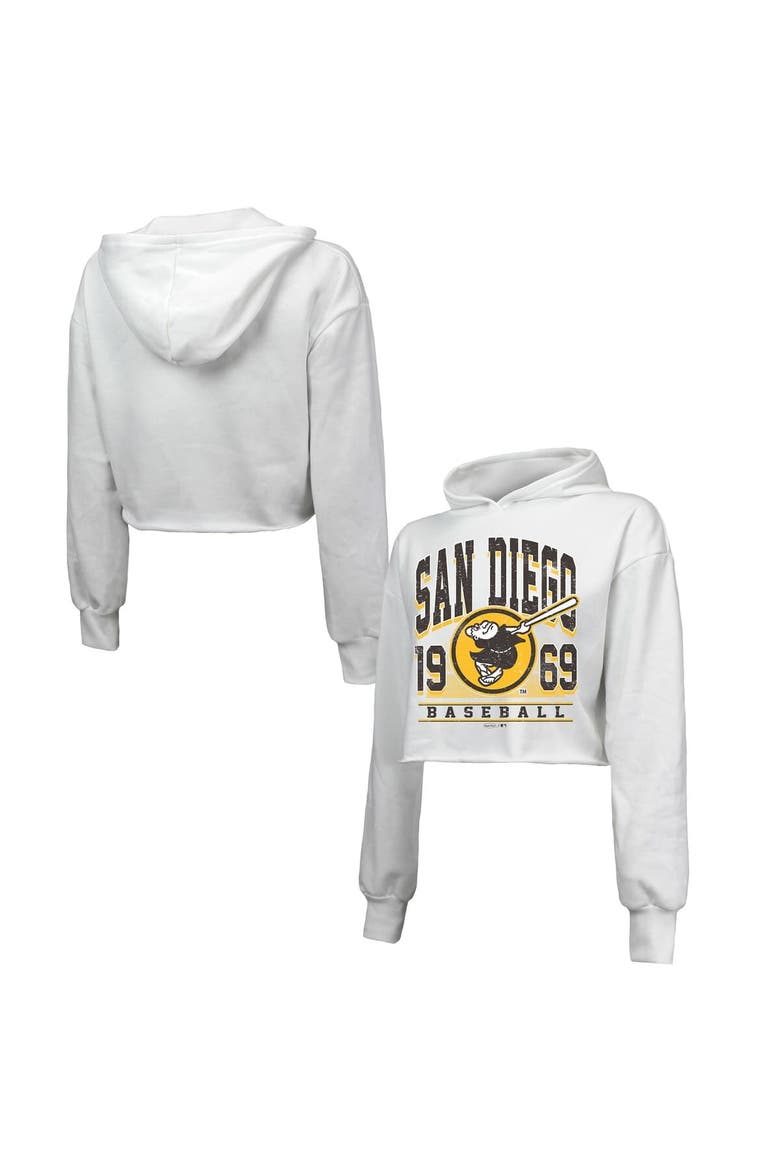 Women's Majestic Threads White San Diego Padres Cropped Have A Field Day Tri-Blend Hoodie, Alternate, color, White