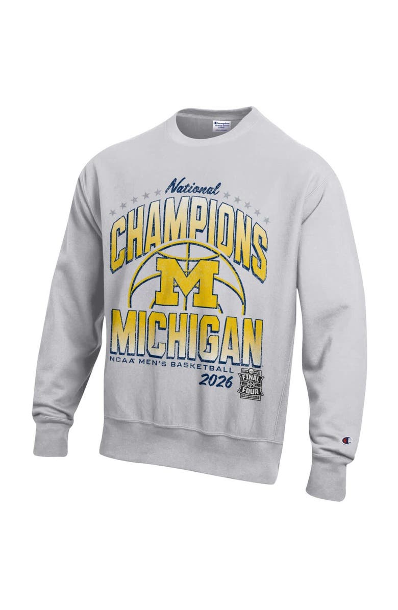 Champion Men's Champion  Gray Michigan Wolverines 2026 NCAA Men's Basketball National Champions Reverse Weave Sweatshirt, Alternate, color, Gray