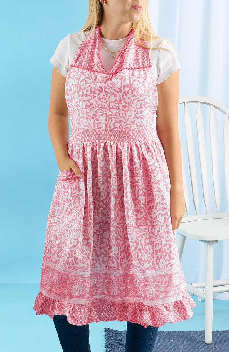 Design Imports Pink Ophelia Cotton Apron, Alternate, color, Pink