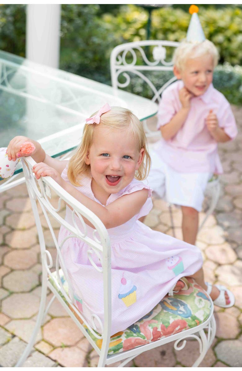Florence Eiseman Seersucker Dress with Cupcakes, Alternate, color, Pink/White