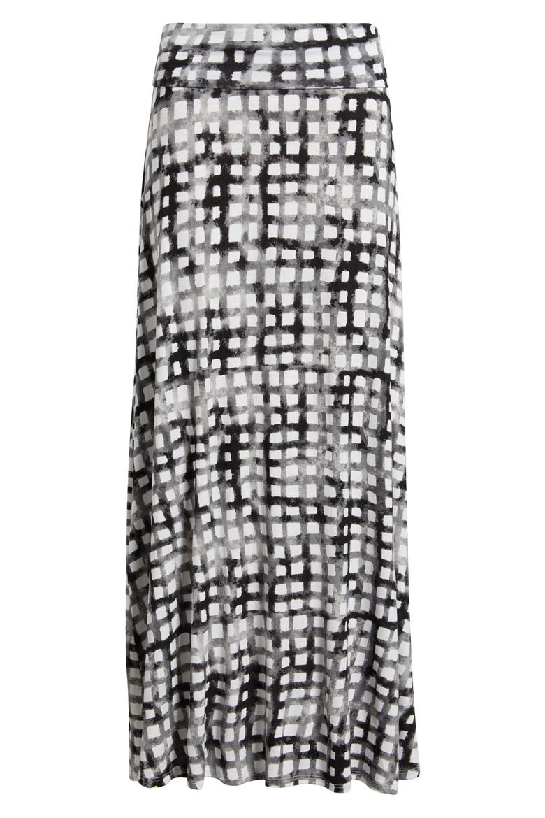 Print Roll Top Maxi Skirt, Alternate, color, BLACK/ IVORY