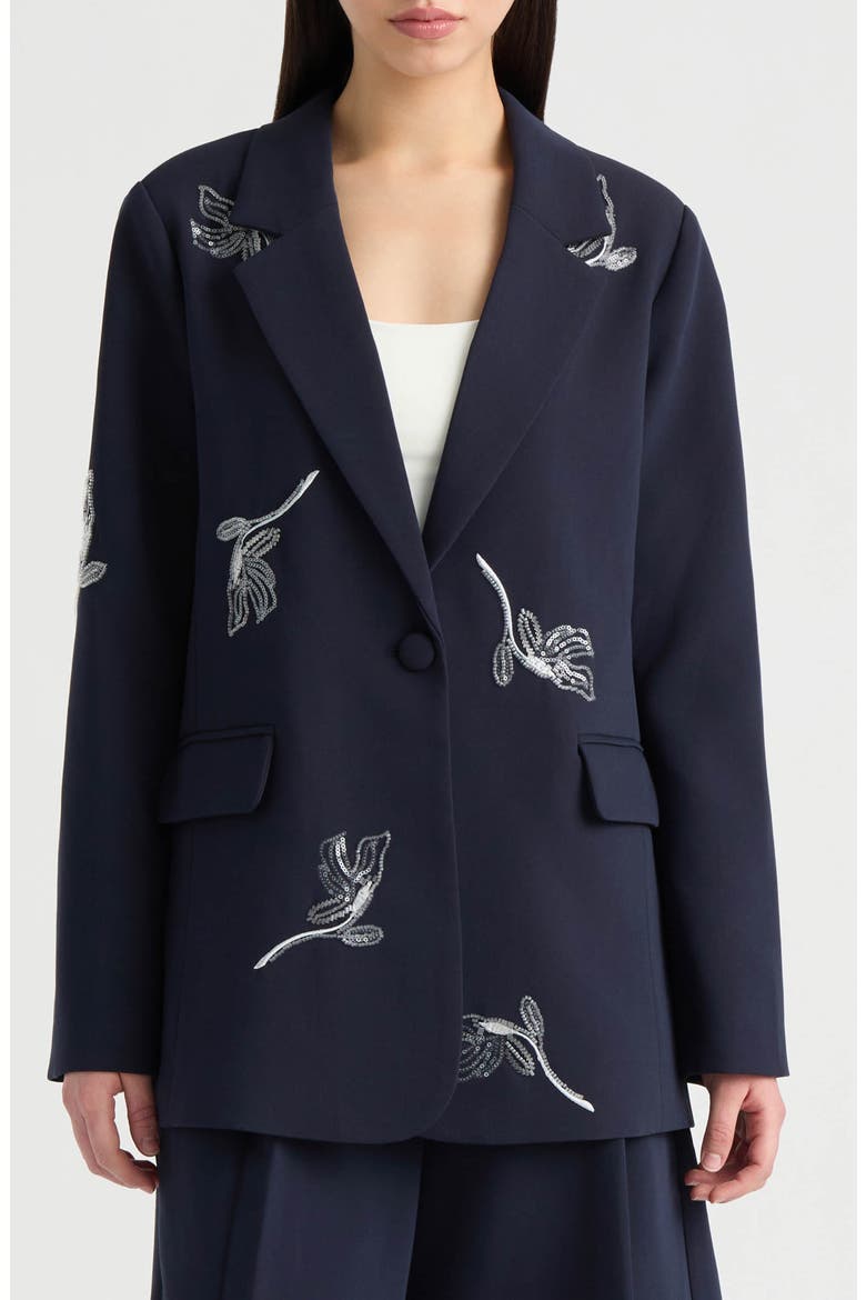 Embellished Blazer, Main, color, NAVY