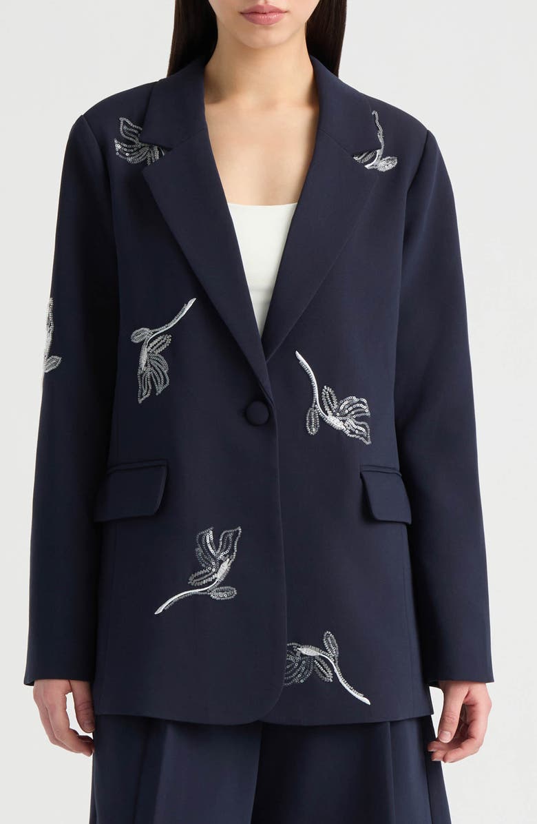 NVLT Embellished Blazer, Main, color, Navy