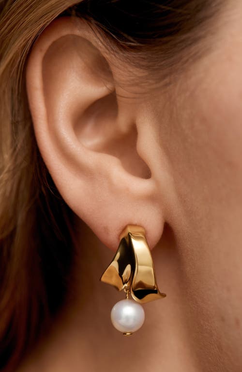 Monica Vinader Womens Nomade Small 18ct Yellow Gold Vermeil And Pearl Hoop Earrings In Gold