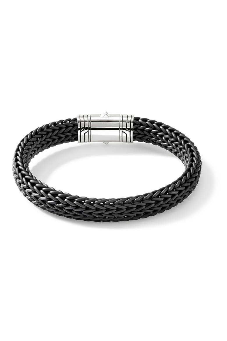 Men's Woven Bracelet, Alternate, color, SILVER