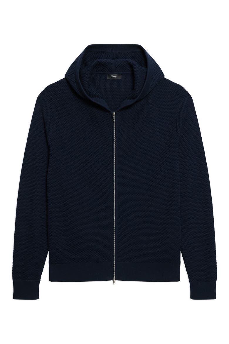 Myhlo Perforated Waffle Cotton Zip Hoodie, Alternate, color, BALTIC - XHX
