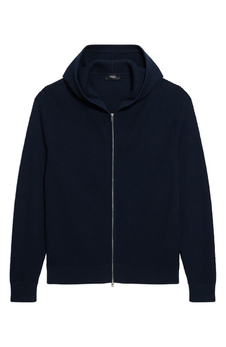 Theory Myhlo Perforated Waffle Cotton Zip Hoodie, Alternate, color, Baltic - Xhx