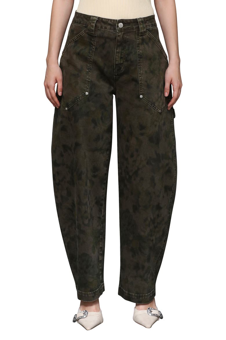 High Waist Barrel Jeans, Main, color, FLOWER CAMO