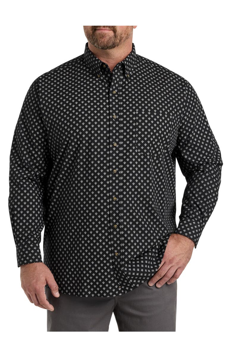 Harbor Bay by DXL Big & Tall Easy-Care Medallion Print Sport Shirt, Alternate, color, 