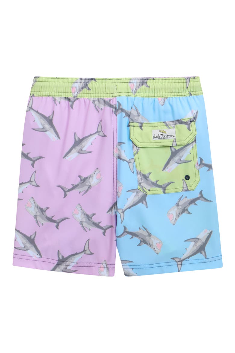 Kids' Shark H₂O Swim Shorts, Alternate, color, GREEN/ BLUE MULTI