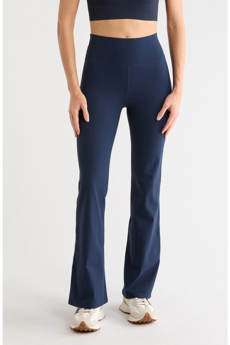 Perform High Waist Flare Leggings, Main, color, NAVY SAPPHIRE