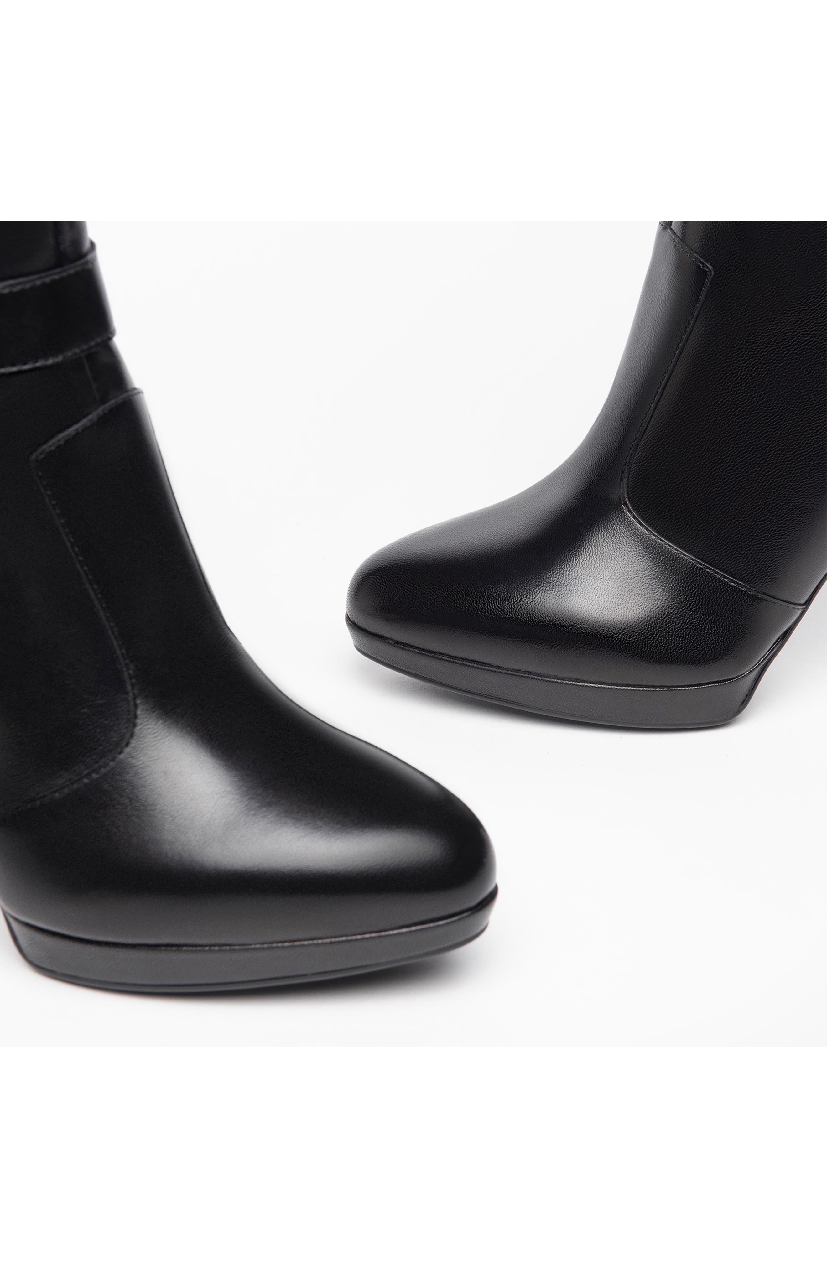 NeroGiardini Logo Plate Knee High Platform Boot, Alternate, color, Black