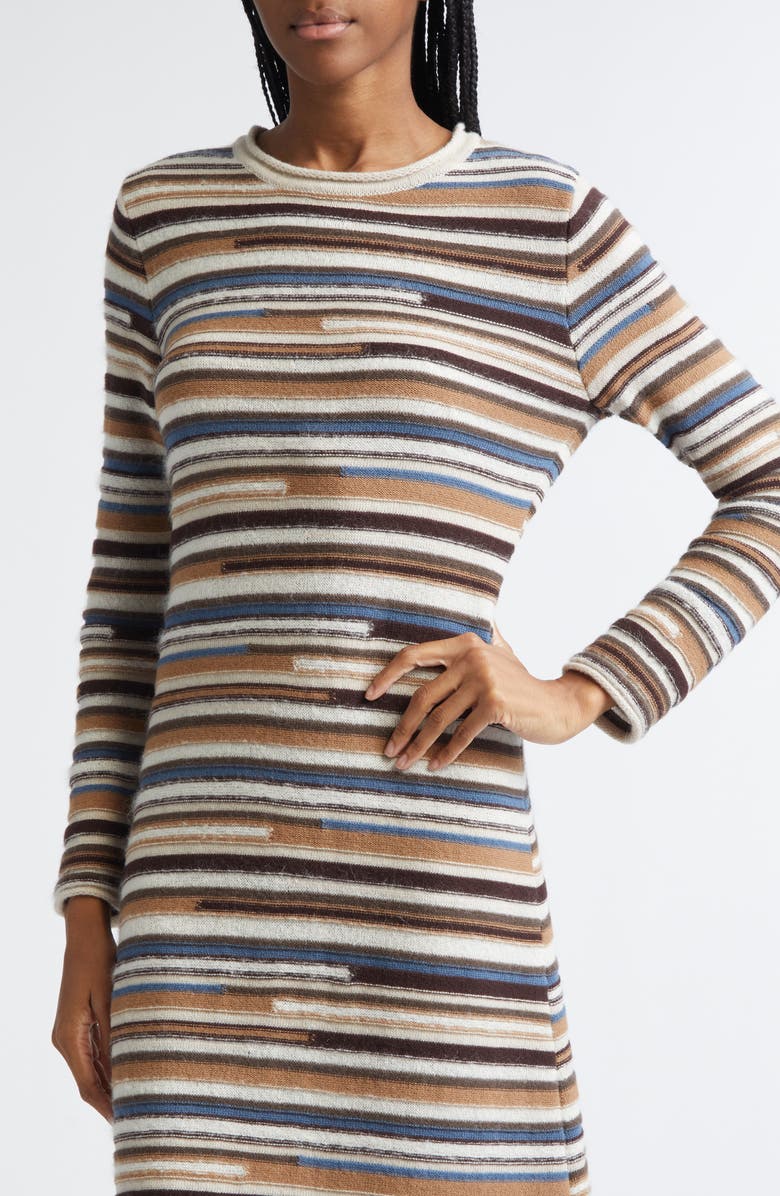 Veronica Beard Sanders Stripe Long Sleeve Maxi Sweater Dress, Alternate, color, Dark Acorn Multi