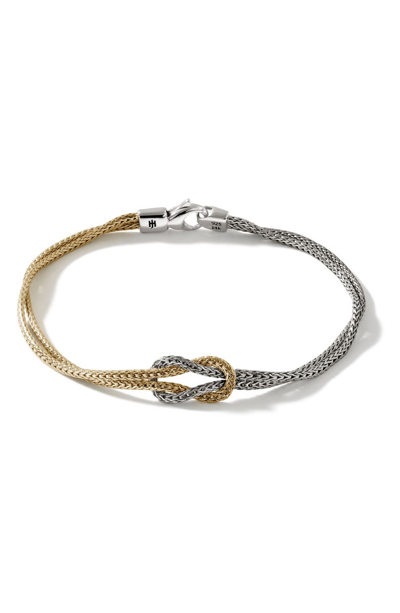 John Hardy Love Knot Bracelet, Main, color, Silver/ Gold