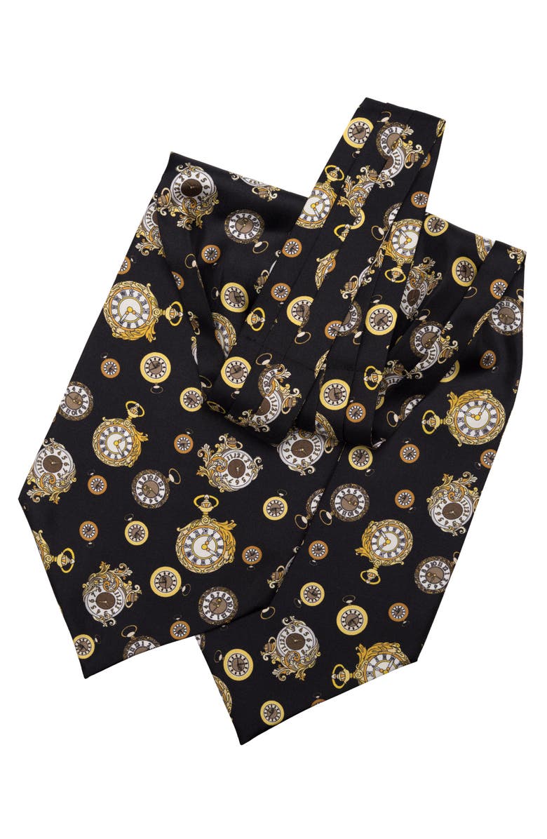 Elizabetta Gilded Keeper - Silk Ascot Cravat Tie for Men, Alternate, color, 