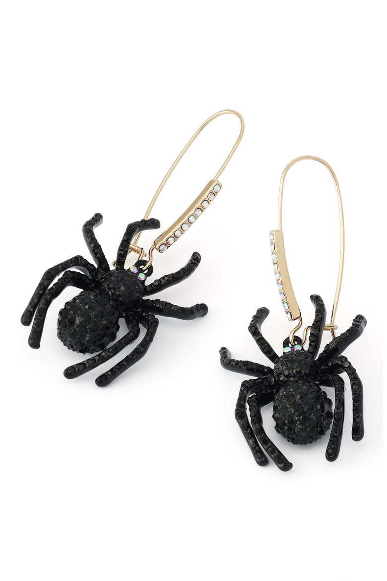 Spider Drop Earrings, Alternate, color, BLACK