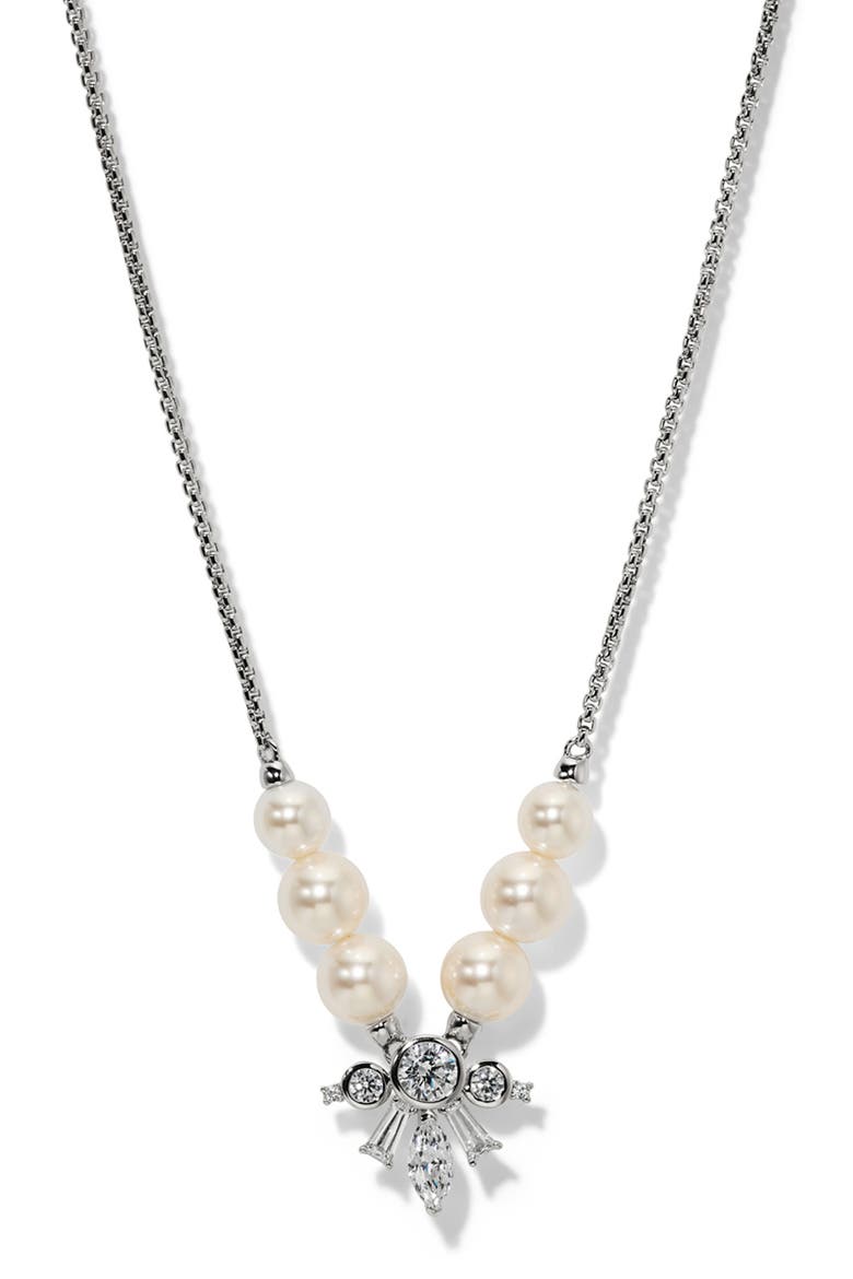 Undersea Imitation Pearl Frontal Necklace, Main, color, RHODIUM