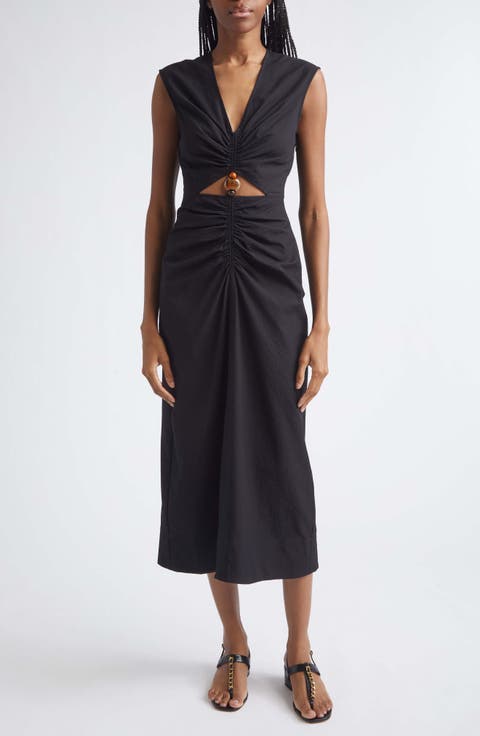 Marisabel Bead Cutout Detail Stretch Cotton Dress