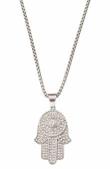 EYE CANDY LOS ANGELES Hamsa CZ Pavé Pendant Necklace
