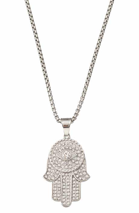 EYE CANDY LOS ANGELES Hamsa CZ Pavé Pendant Necklace