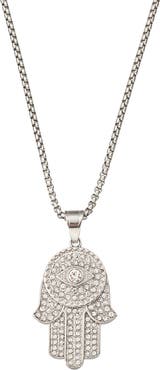 EYE CANDY LOS ANGELES Hamsa CZ Pavé Pendant Necklace