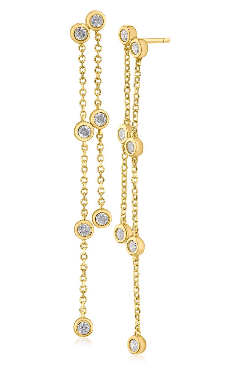CZ by Kenneth Jay Lane Cubic Zirconia Double Strand Drop Earrings, Main, color, Gold Plated