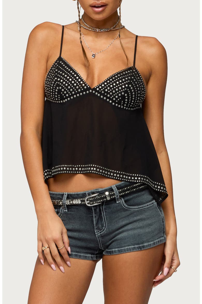 Studded Camisole, Main, color, BLACK
