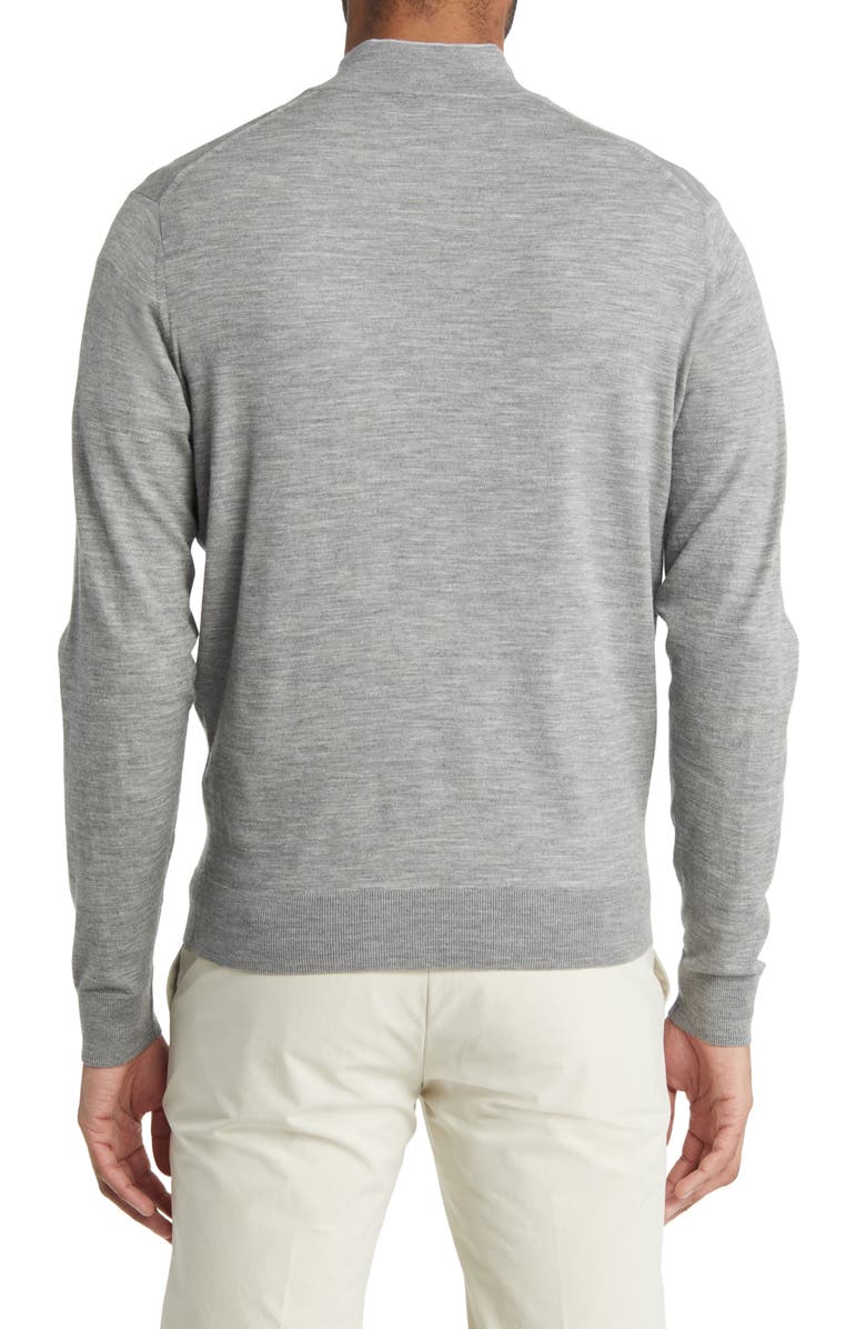 Peter Millar Crown Crafted Excursionist Flex Quarter Zip Merino Wool Blend Pullover, Alternate, color, Gale Grey