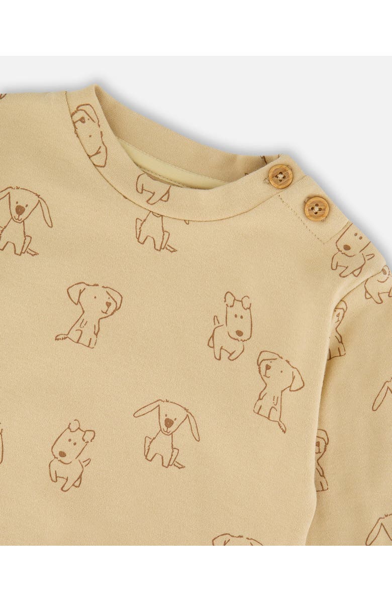 Deux par Deux Organic Cotton Pant and Top Set Dogs, Alternate, color, Beige