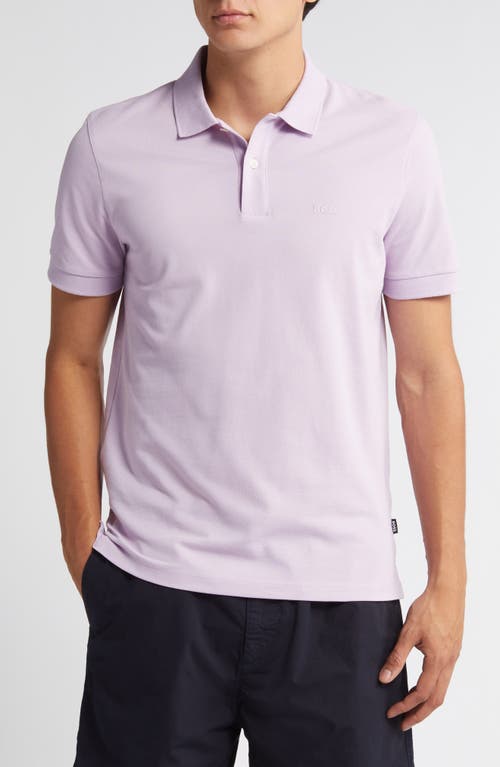 BOSS Pallas Solid Cotton Polo in Open Purple 