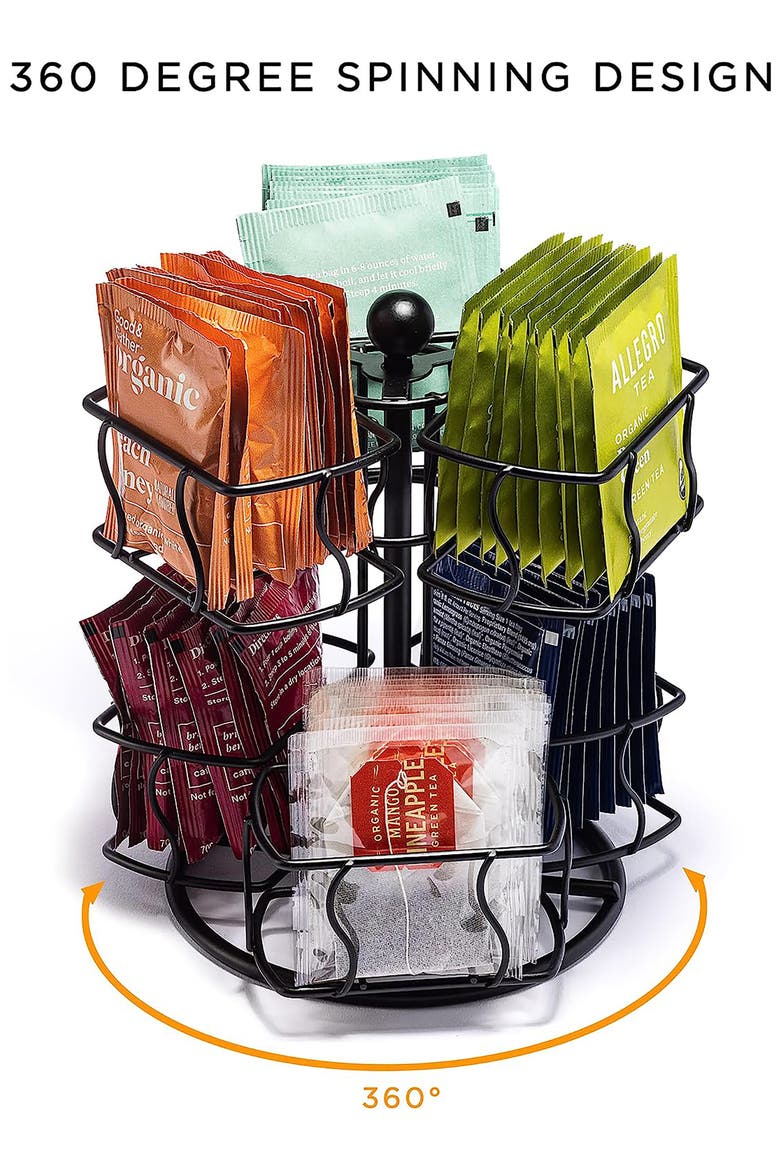 2-Tier Tea Bag Organizer, Alternate, color, BLACK