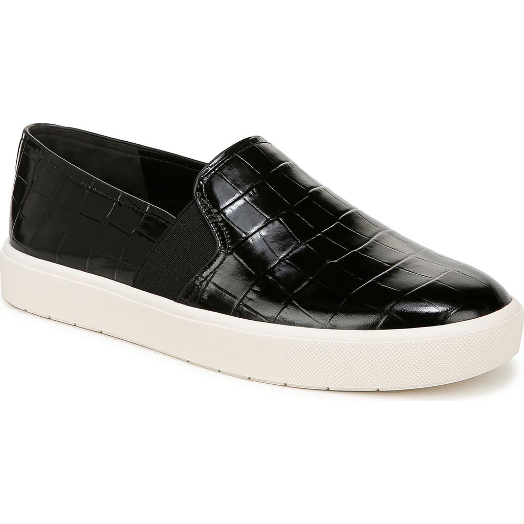 Vince Blair Croco Slip-on Sneakers In Black