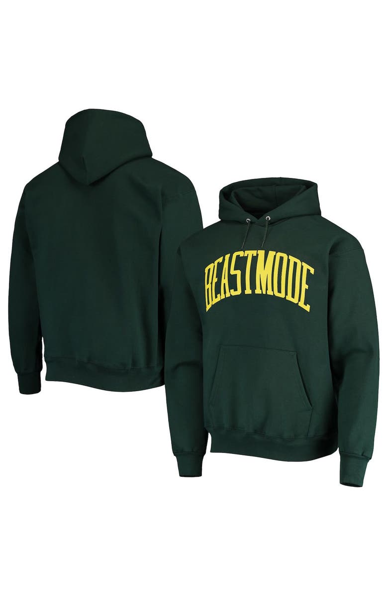 Beast Mode Men's Hunter Green Beast Mode Collegiate Wordmark Pullover Hoodie, Alternate, color,