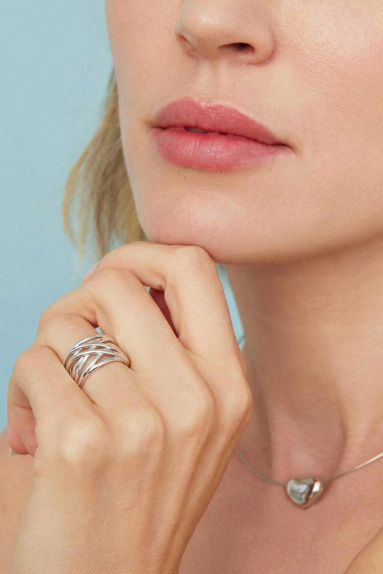 Sterling Silver Lattice Ring, Alternate, color, Silver