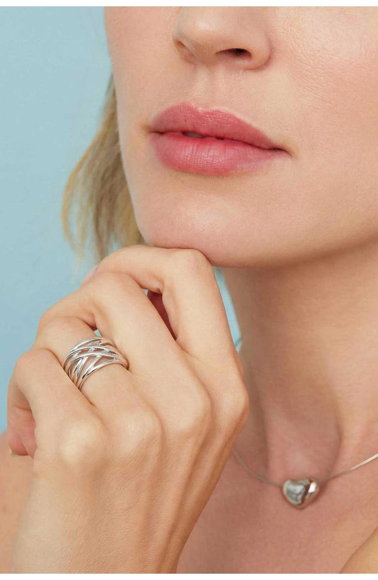 Oradina Sterling Silver Lattice Ring, Alternate, color, Silver