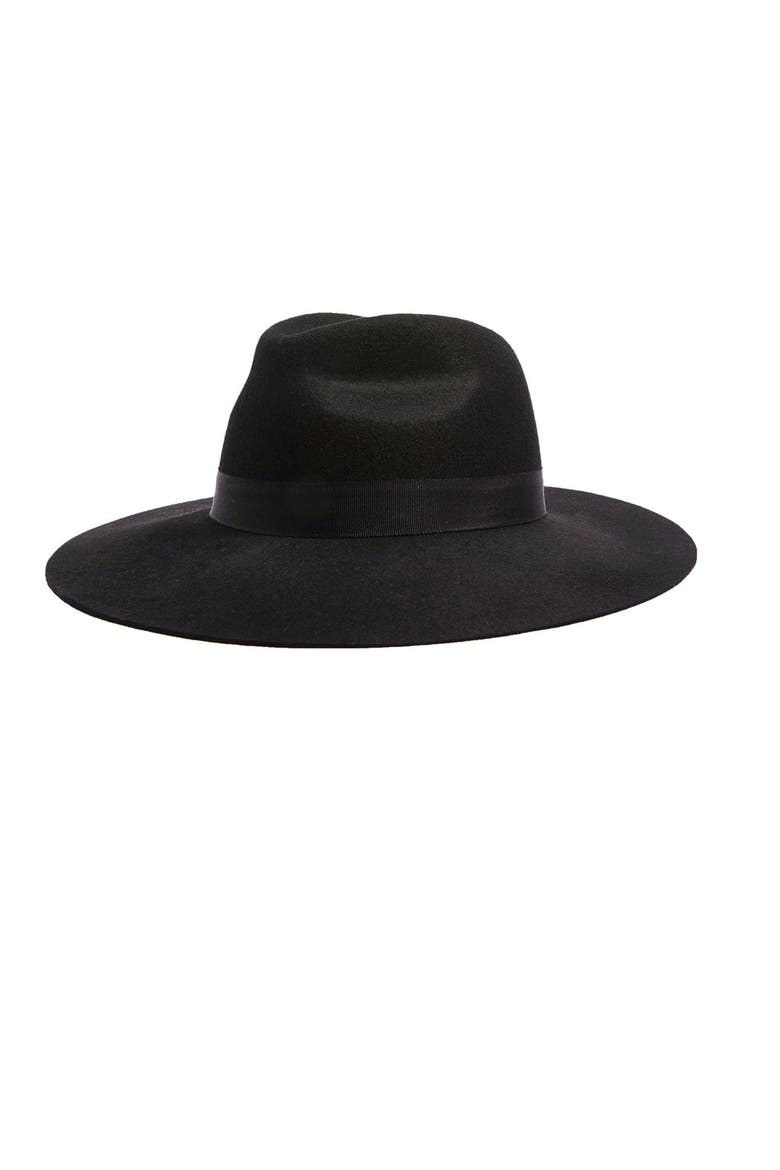 Wide Brim Wool Fedora, Main, color, BLACK