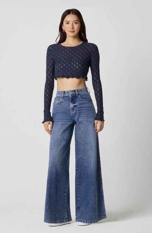 Florence By Mills Sweet As Honeycomb Crop Sweater In Blue
