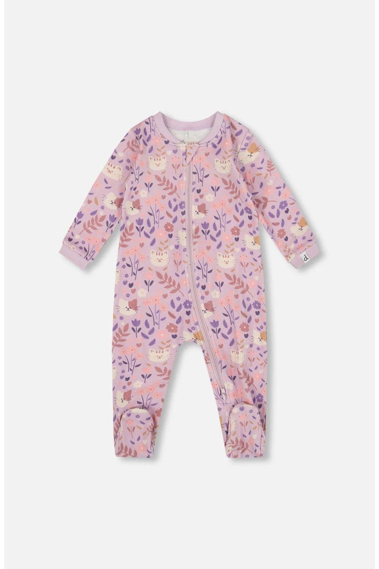 One-Piece Organic Cotton Pajama Cat, Main, color, Lilac