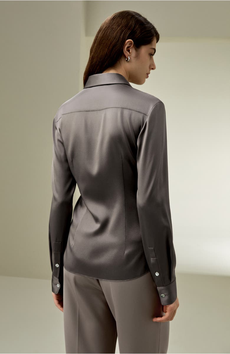 Lilysilk Elegant Silhouette Silk Shirt, Alternate, color, Mercury