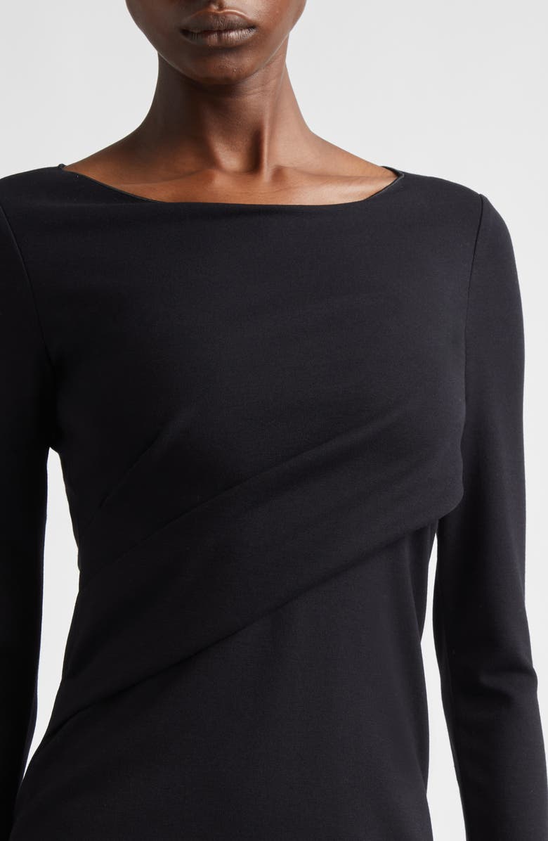 Emporio Armani Punto Milano Long Sleeve Jersey Dress, Alternate, color, Black Solid