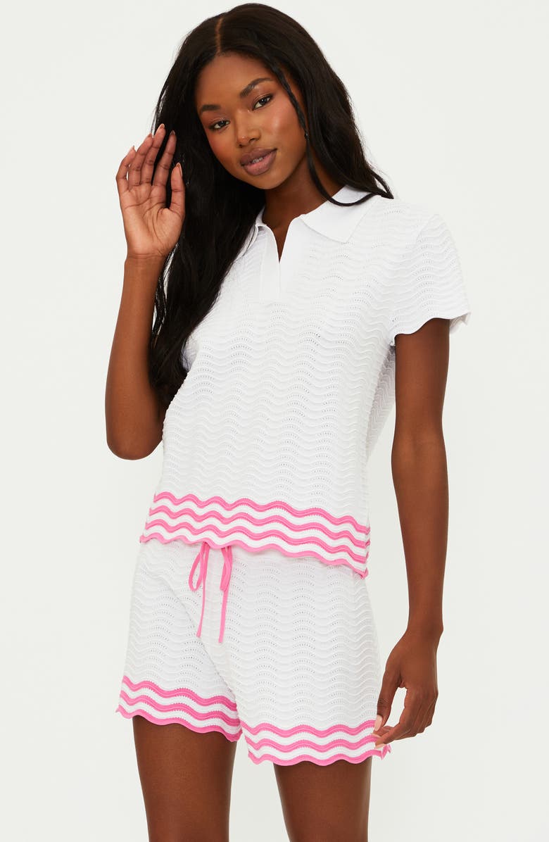 Beach Riot Vera Short Sleeve Cover-Up Top, Alternate, color, Strawberry/ White