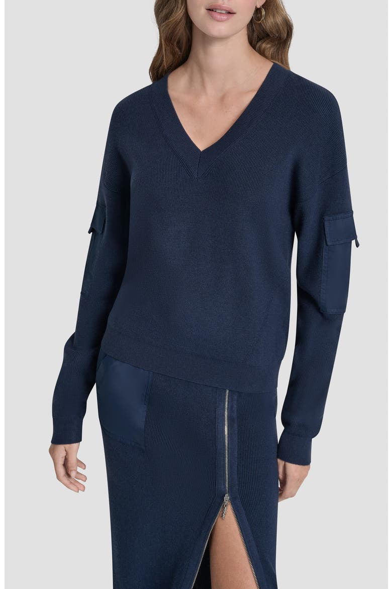 Cargo Sleeve Rib Sweater, Main, color, HUDSON BLUE