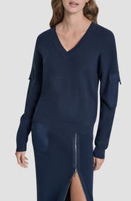 DKNY Cargo Sleeve Rib Sweater