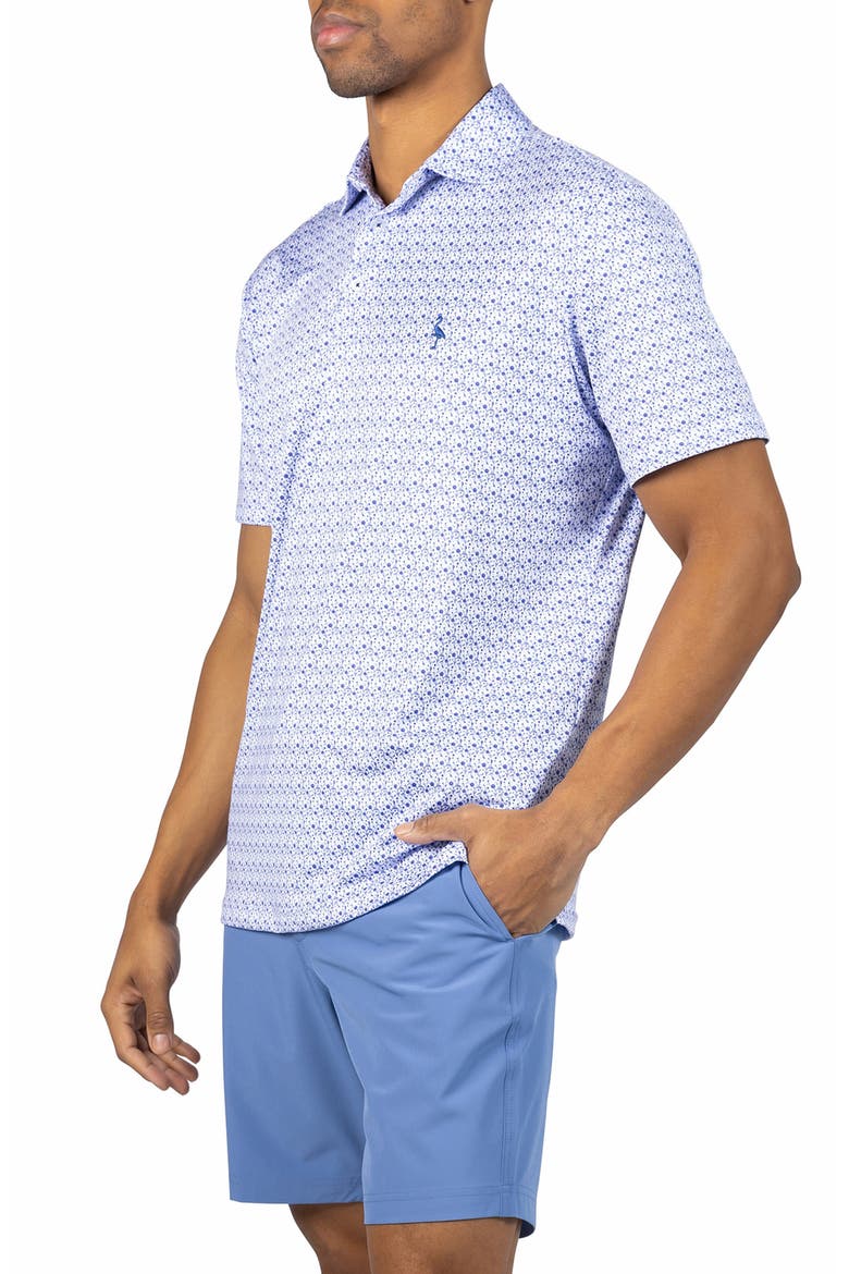 Floral Chain Print Performance Polo, Alternate, color, BLUE