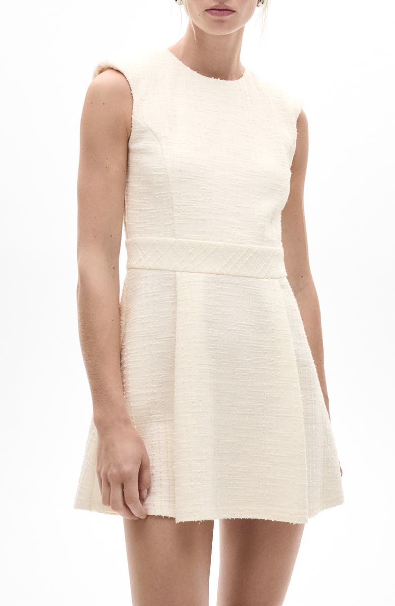 MANGO Textured Sleeveless Minidress, Main, color, Off White