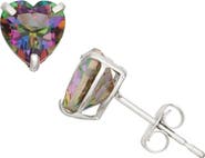 FZN 10K Gold Faceted Heart Stud Earrings