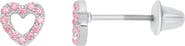 Mignonette Sterling Silver & Cubic Zirconia Heart Stud Earrings
