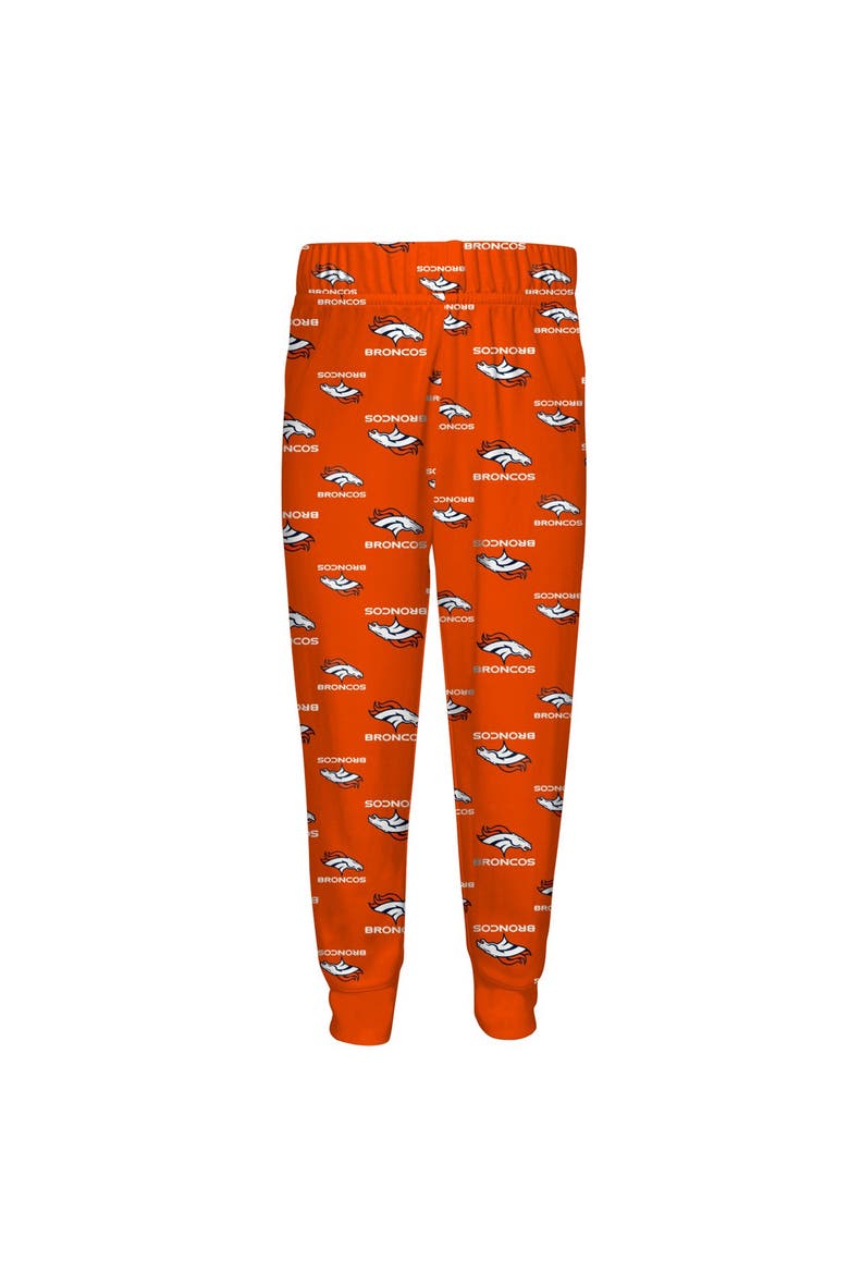 Youth Outerstuff Orange Denver Broncos All-Over-Print Long Sleeve T-Shirt and Pants Sleep Set, Alternate, color, Orange