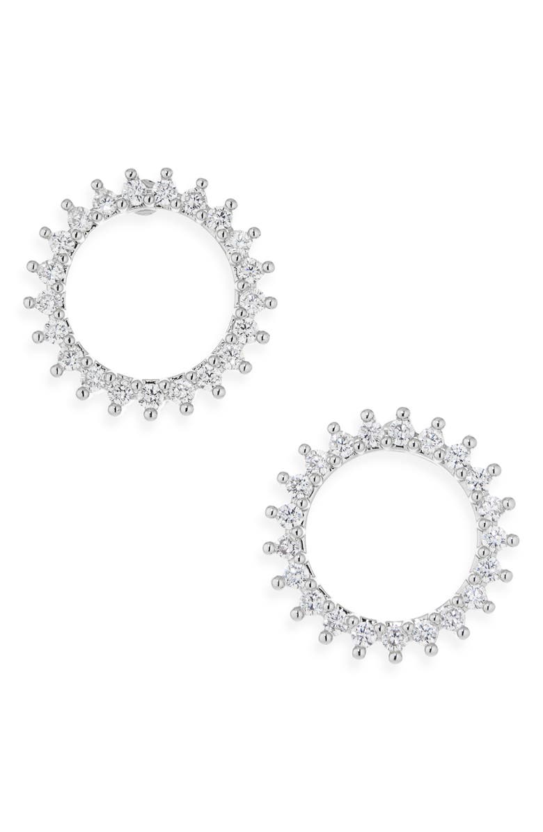 NORDSTROM RACK Cubic Zirconia Sunburst Stud Earrings, Main, color, Clear- Silver